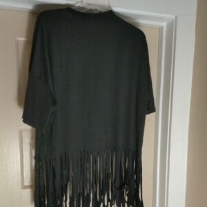 SHEIN Black Fringe Top